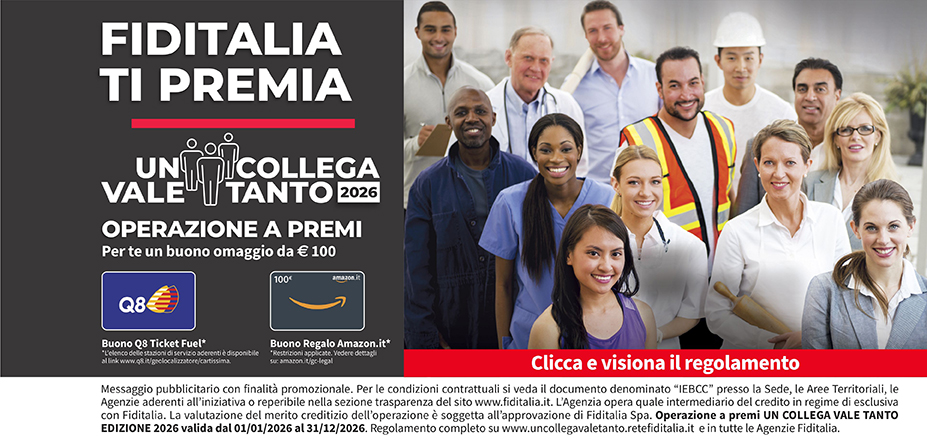 Agenzia Bogliacino Andrea Fiditalia | Savona, Alessandria | Fiditalia ti premia - Vinci un buono omaggio da €100. Operazione a premi. Clicca e visiona il regolamento. Operazione a premi UN COLLEGA VALE TANTO 2025 valida dal 01/01/2025 al 31/12/2025. Regolamento completo www.uncollegavaletanto.retefiditalia.it